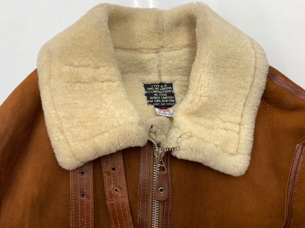 アヴィレックス AVIREX TYPE B-6 FLIGHT JACKET フライト ジャケット スウェード レザー ムートン ボア ミリタリー アウター USA製 茶 サイズ40 ジャケット 無地 ブラウン 104MT-2233