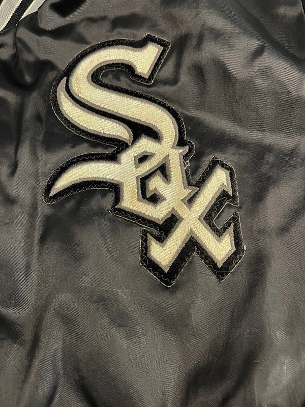 スイングスター Swingster 90s～ WhiteSOX stadium jacket ホワイトソックス スタジャン 黒 US古着 ジャケット ブラック Lサイズ 101MT-4612