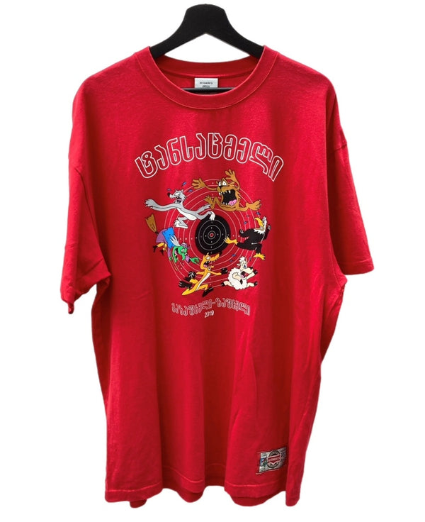 ヴェトモン VETEMENTS 19SS Cartoon Print Tee カートゥーン プリント Tシャツ 赤 USS197070 Tシャツ プリント レッド Mサイズ 104MT-1467