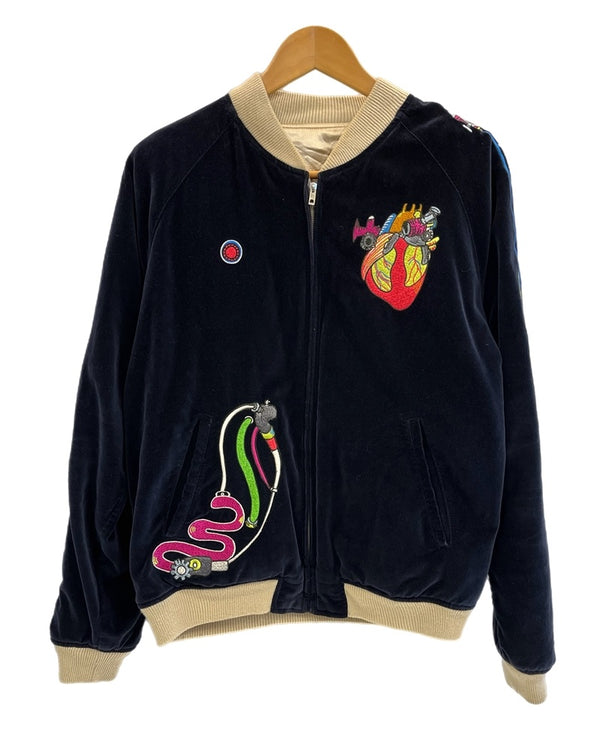 ブルーナボイン BRU NA BOINNE トレジャージャンパー2号 リバーシブルブルゾン スカジャン サテン コットンベロア I DREAMED 刺繍  1158217 サイズ2 ジャケット ゴールド 101MT-5204