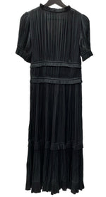 ラルフローレン RalphLauren ポロ POLO 現行タグ Jaclyn Plisse Satin Midi Dress プリーテッド サテン ミディドレス 半袖 プリーツ Pleats フリル BLACK 黒 211772824001 ワンピース ブラック SIZE2 104LT-189