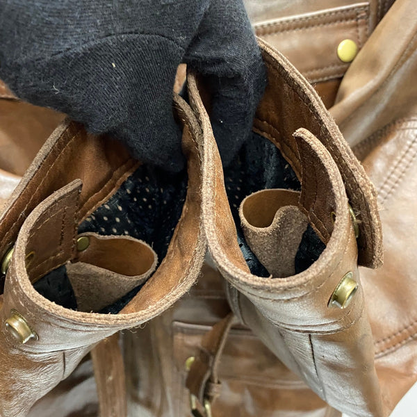 カドヤ KADOYA カーコート バイカーレザージャケット ライダース ジャケット ブラウン Lサイズ 201MT-4281