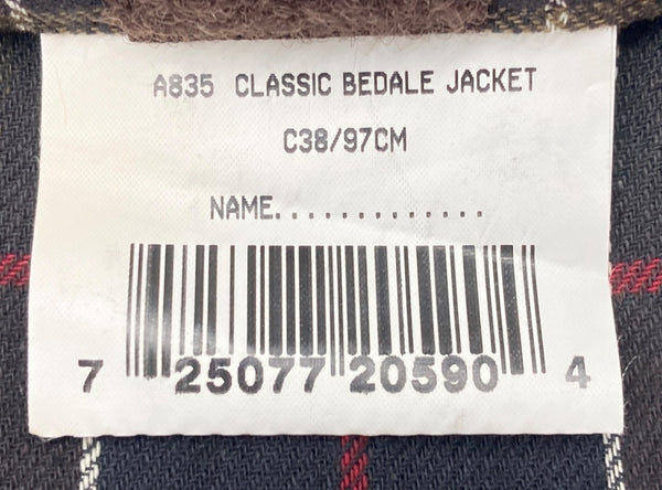バブアー Barbour CLASSIC BEDALE WAX JACKET ビデイル オイルド ジャケット 裏地チェック 茶 C38/97CM ジャケット ロゴ ブラウン 104MT-1391