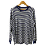 シュプリーム SUPREME 15aw Supreme Striped Logo L/S Top ロンT ネイビー Mサイズ 201MT-4329