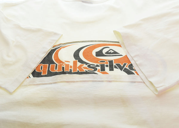 クイックシルバー Quiksilver 90's OVAL LOGO PRINT Tee オーバル ロゴ T MADE IN USA 90年代 90s オールドサーフ オールドスケート XL Tシャツ ホワイト 103MT-2718