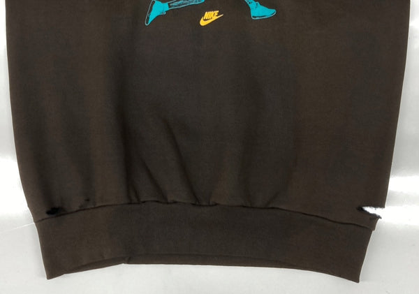 ナイキ NIKE 90s CREWNECK SWEATSHIRT クルーネック スウェット デッドストック USA製 トレーナー プリント AJ 茶 660045 スウェット ロゴ ブラウン Lサイズ 104MT-1702