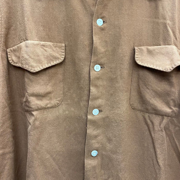 【曜日割引対象外】 ヴィンテージ vintage エルエルビーン L.L.Bean 50's 筆記体タグ レーヨンギャバシャツ  ジャケット ブラウン Mサイズ 201MT-3557 VB