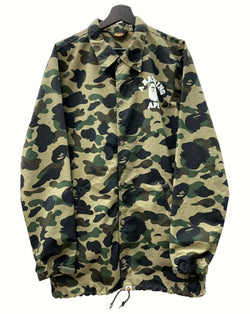 アベイシングエイプ A BATHING APE サルカモ コーチ ジャケット アウター ナイロン カモフラ 緑 ジャケット カモフラージュ・迷彩 カーキ Lサイズ 104MT-444