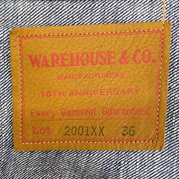 【曜日割引対象外】 ウエアハウス WAREHOUSE 2001xx 10周年記念 デニム 箱 BOOK付き ジャケット ブルー 36サイズ 201MT-3664 VB