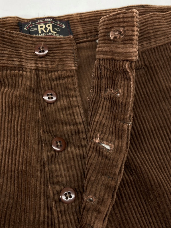 ダブルアールエル RRL 90s CORDUROY PANTS コーデュロイ パンツ ボタンフライ ワーク トラウザーズ 三ツ星タグ Ralph Lauren 茶 無地 ボトムスその他 ブラウン 38×33 104MB-347