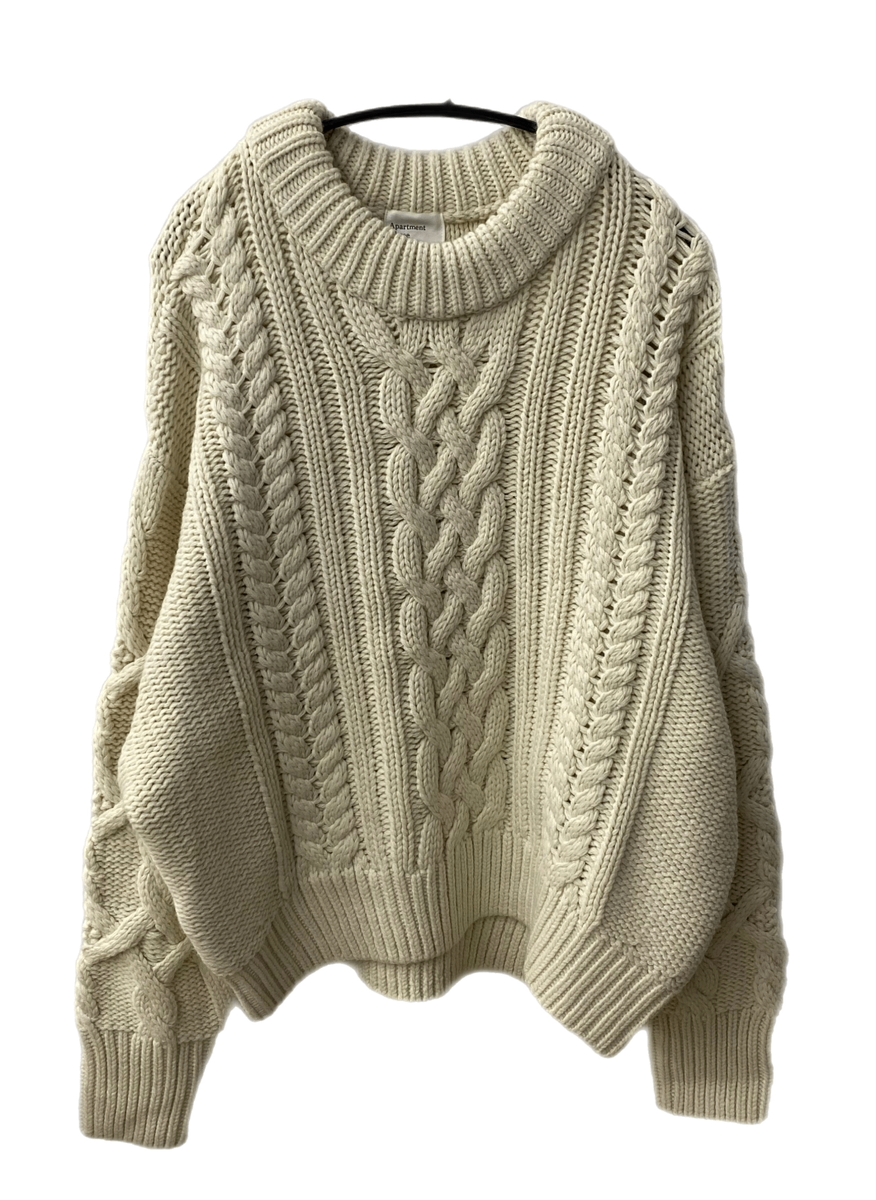 アパートメントスリー Apartment Three Chunky Cable-Knit Sweater ATISN0922001 セーター 無地  ホワイト 2サイズ 201MT-2504 | 古着通販のドンドンサガール