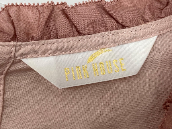 ピンクハウス PINKHOUSE 24AW ローズレース使い ブラウス スクエアネック 姫袖 フリルスリーブ リボン ミニサテン ピコフリル レース  コットン 綿 ロリータ ゴスロリ PINK A2143FB 366 長袖 花 ピンク 104LT-244
