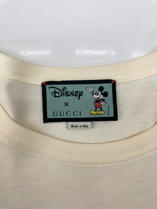 グッチ GUCCI × Disney ディズニー PRINT LOGO S/S T-Shirt プリント ロゴ 半袖 Tシャツ ミッキー アイボリー 白 Tシャツ キャラクター ホワイト Lサイズ 104MT-2336