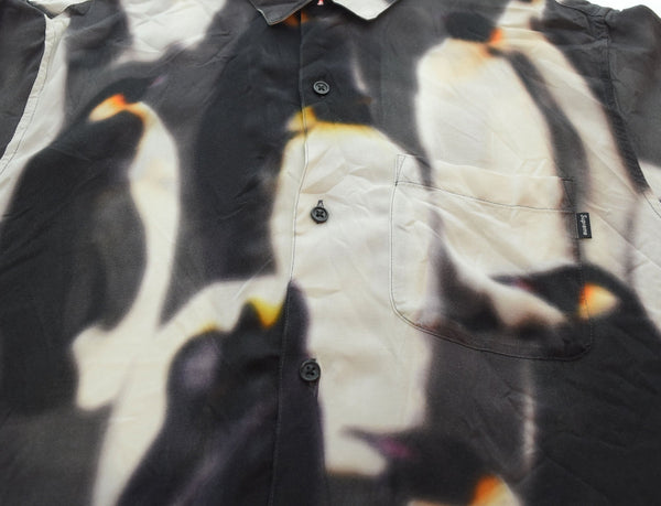 シュプリーム SUPREME 20AW Penguins Rayon Shirt ペンギン レーヨン 半袖シャツ ハワイアン アロハシャツ 黒 半袖シャツ ブラック Lサイズ 103MT-2114