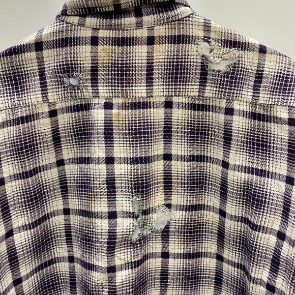 【曜日割引対象外】 ヴィンテージ vintage 60's PILGRIM プリントネルシャツ 長袖シャツ ホワイト 17-17 1/2サイズ 201MT-4720 VB