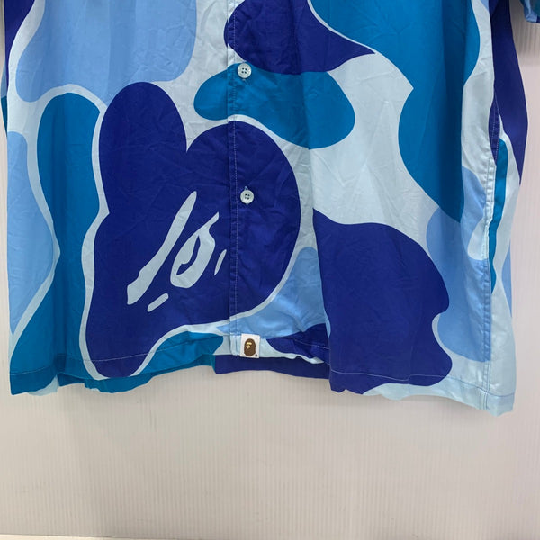 ア ベイシング エイプ A BATHING APE Camo Open Collar Shirt 001SRJ201002I 半袖シャツ ブルー 2XLサイズ 201MT-3909