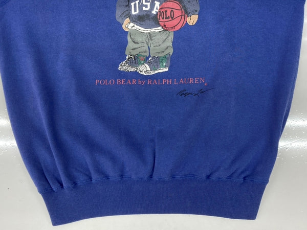 ラルフローレン RalphLauren 90s POLO BEAR SWEATSHIRT ポロ ベア スウェットシャツ トレーナー プリント 青 スウェット ロゴ ブルー Mサイズ 104MT-2304