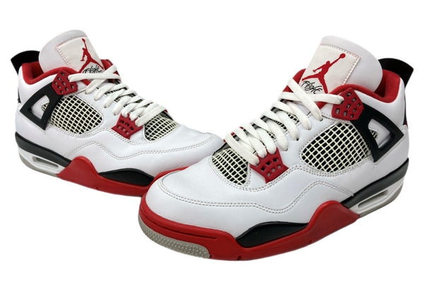 ナイキ NIKE 20年製 AIR JORDAN 4 RETRO FIRE RED エア ジョーダン レトロ ファイヤー レッド AJ4 スウッシュロゴ 白 赤 黒 DC7770-160 メンズ靴 スニーカー ホワイト 27.5cm 104S-843