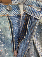 バースオブロイヤルチャイルド BIRTH OF ROYAL CHILD Washed Full Diamond Denim デニム パンツ スタッズ ビジュー スワロフスキー ジップフライ Gパン ジーンズ 青 総柄 デニム ブルー Mサイズ 104MB-259