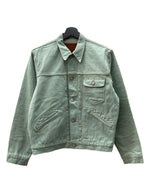 ダブルアールエル RRL SANTAFE WORK JACKET サンタフェ ワーク ジャケット デニム Gジャン ボタン 加工 Ralph Lauren ターコイズ 緑 ジャケット 無地 グリーン Mサイズ 104MT-2071