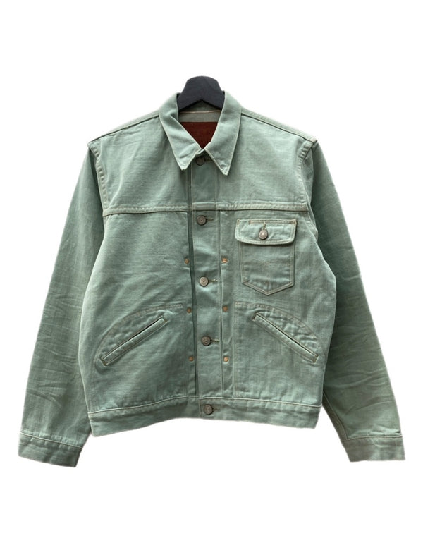 ダブルアールエル RRL SANTAFE WORK JACKET サンタフェ ワーク ジャケット デニム Gジャン ボタン 加工 Ralph Lauren ターコイズ 緑 ジャケット 無地 グリーン Mサイズ 104MT-2071