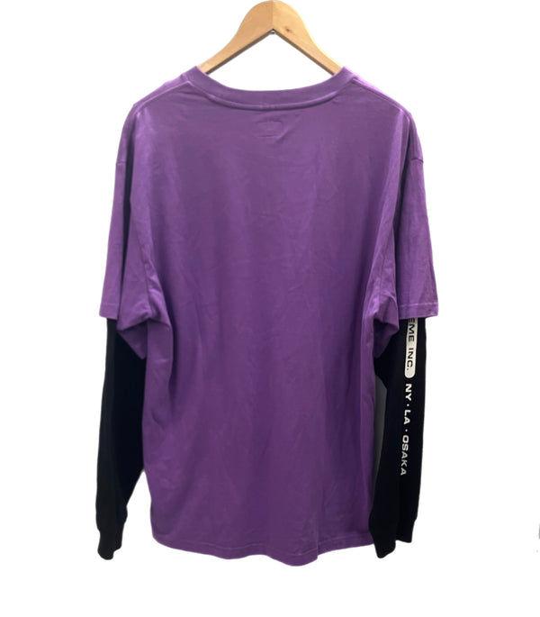 シュプリーム SUPREME 21SS Paneled L/S TOP Purple ロングスリーブ Tシャツ ロンT パープル Mサイズ 101MT-2872