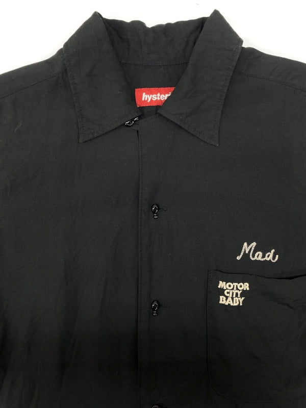ヒステリックグラマー HYSTERIC GLAMOUR BOWLING SHIRT ボーリング シャツ チェーンステッチ アロハ オープンカラー 開襟 刺繍 半袖 黒 2AH-0240 半袖シャツ ロゴ ブラック Fサイズ 104MT-2333