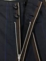 ヨウジヤマモト Yohji Yamamoto POUR HOMME SLACKS PANTS スラックス パンツ テーパード トラウザーズ ジップフライ 紺 ストライプ HB-P14-123 スラックス ネイビー サイズ 3 104MB-258