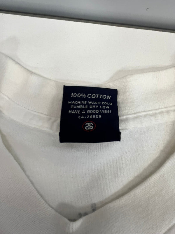 ステューシー STUSSY 90's 90年代 紺タグ OLD STUSSY old school flavor スキーヤー プリント MADE IN USA アメリカ製 VINTAGE ヴィンテージ シングルステッチ Tシャツ ホワイト Sサイズ 101MT-4563