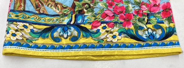 ドルチェ&ガッバーナ Dolce&Gabbana ミニスカート 風車 Aライン タイト 花柄 ふくれ織り ジャカード イタリア製 レーヨン コットン シルク混 SIZE36 F4T30T スカート 総柄 マルチカラー 104LB-33