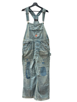 ダブルアールエル RRL OVERALLS オーバーオール オールインワン つなぎ リペア加工 パッチワーク USA製 Ralph Lauren 青 ロゴ つなぎ・オーバーオール ブルー サイズ 4 104MB-186