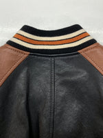 コーチ COACH LEATHER VARSITY JACKET レザー バーシティ ジャケット スタジャン アウター 茶色 黒 F87443 ジャケット ロゴ ブラック Mサイズ 104MT-864