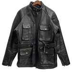 【曜日割引対象外】 アメカジ系 LEATHER ITEM レザージャケット コート ジャケット ブラック 50サイズ 201MT-4461 VB