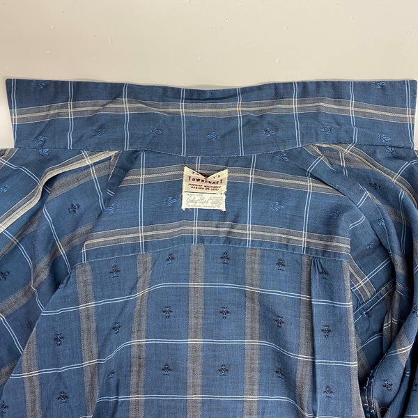 【曜日割引対象外】 ヴィンテージ vintage 50's TOWNCRAFT long-sleeve shirt オープンカラー チェック 長袖シャツ ブルー Mサイズ 201MT-3824 VB