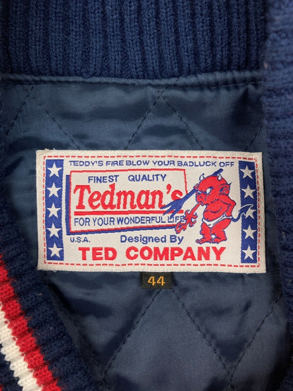 テッドマン TEDMAN STADIUM JACKET スタジアム ジャケット スタジャン バーシティ デビル 袖革 刺繍 アウター 紺 TDJ-15000 サイズ 44 ジャケット 総柄 ネイビー 104MT-1765