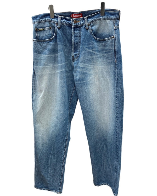 シュプリーム SUPREME 24FW Distressed Loose Fit Selvedge Jean ディストレスト ルーズ フィット セルビッチ ジーンズ 青 無地 デニム ブルー サイズ 34 104MB-299