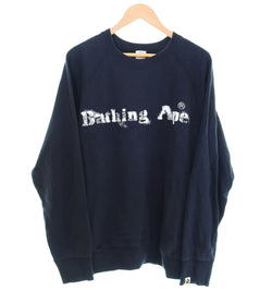 ア ベイシング エイプ A BATHING APE 00's FADE LOGO POCKET SWEAT ポケット 付き ラグラン スリーブ スウェット  スウェット ブラック Lサイズ 103MT-2989