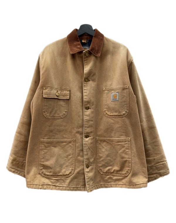 カーハート Carhartt MICHIGAN CHORE COAT ミシガン チョア コート ダック カバーオール 裏ブランケット ボタン アウター ジャケット 薄茶 サイズ 42 ジャケット ロゴ ベージュ 104MT-1958