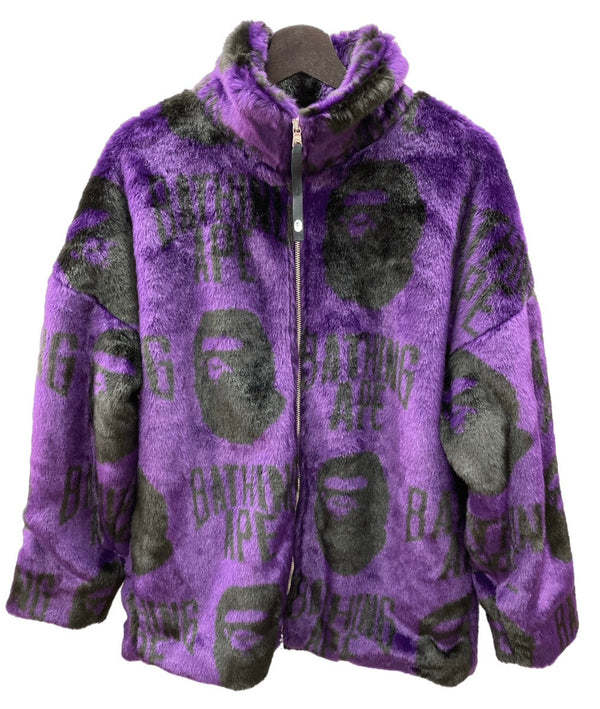 アベイシングエイプ A BATHING APE BAPE B BOY FUR JACKET ビーボーイ ファージャケット 紫 001HJI801012M ジャケット 総柄 パープル Sサイズ 104MT-327