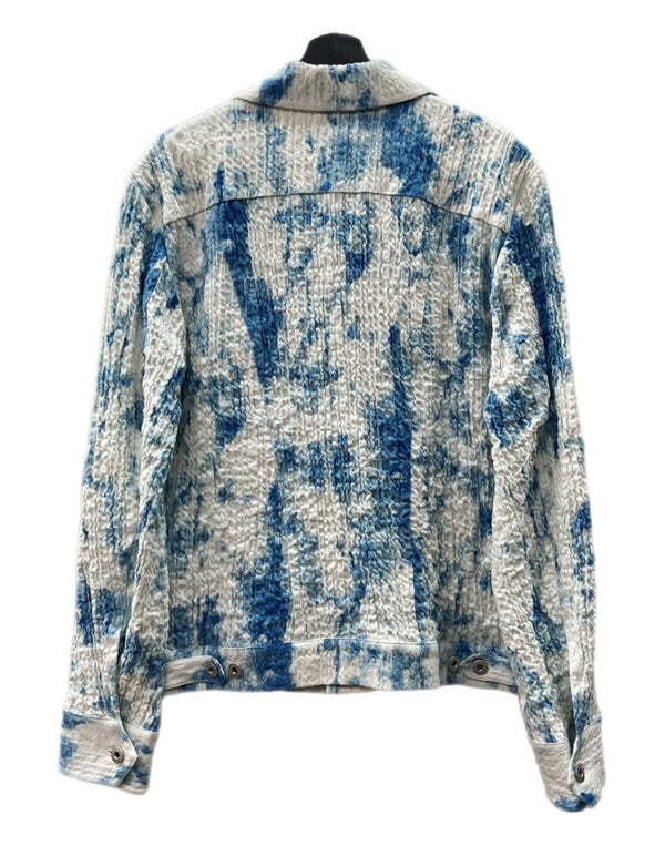 フェンチェンワン Feng Chen Wang TRUCKER JACKET トラッカー ジャケット タイダイ ストレッチ ボタン アウター 白 青 FUS17JK23 ジャケット 総柄 ホワイト Mサイズ 104MT-2105