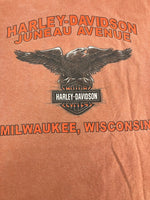 ハーレーダビッドソン Harley-Davidson 00's MORTERCYCLE イーグル モーターサイクル バイク バーアンドシールドロゴ 両面プリント  ポケット XL Tシャツ オレンジ LLサイズ 101MT-4536