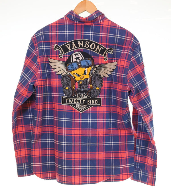 バンソン VANSON Y2K looney tunes tweety トゥイーティー  バード ルーニー テューンズ ワッペン 長袖シャツ マルチカラー Lサイズ 103MT-2917