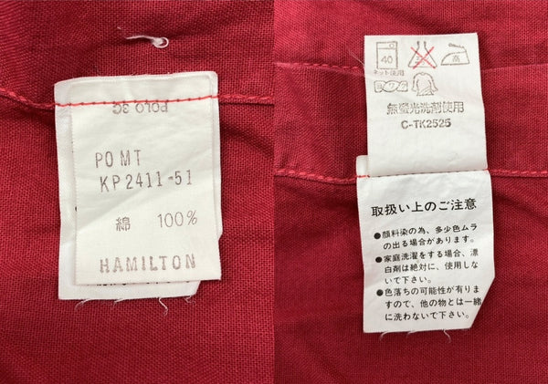 ラルフローレン RalphLauren POLO COUNTRY 90s L/S WORK SHIRT 長袖 ワーク シャツ ボタン ハミルトン社 赤 長袖シャツ 無地 レッド Mサイズ 104MT-2270