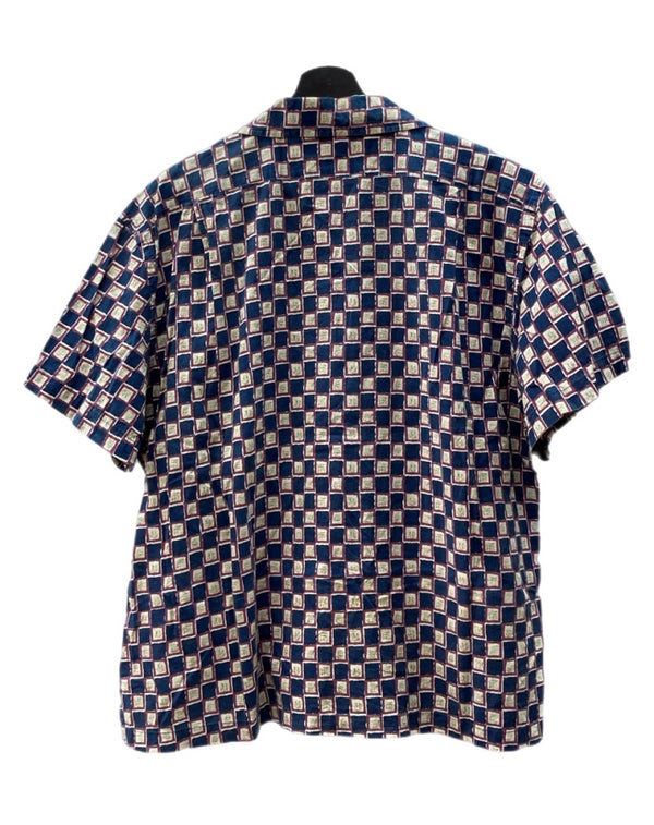 ラルフローレン RalphLauren 90s OPEN COLLAR SHIRT オープン カラー シャツ FORREST アロハ ハワイアン USA製 半袖 開襟 青 半袖シャツ チェック ブルー Mサイズ 104MT-1511
