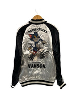 バンソン VANSON  トムとジェリー コラボ 刺繍 レーヨンサテン リバーシブル刺繍 スカジャン ブラック×ベージュ シルバー×ブラック TJV-2241 ジャケット ブラック Lサイズ 101MT-5382