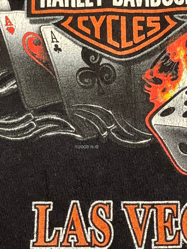 ハーレーダビッドソン Harley-Davidson 00's MORTERCYCLE イーグル モーターサイクル バイク バーアンドシールドロゴ ダイス 両面 プリント Tシャツ ブラック Lサイズ 101MT-4535