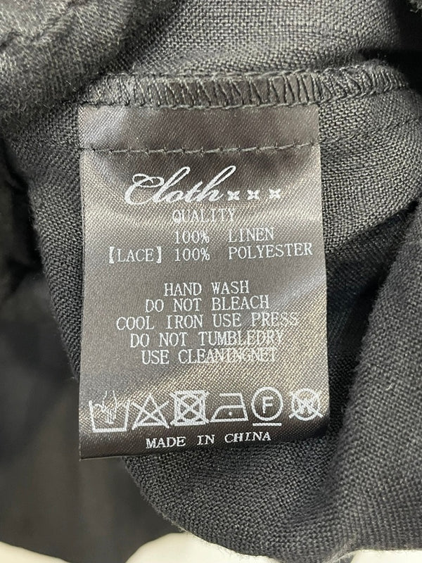 クロスアンドクロス Cloth&Cross リネン レース ブラウス 半袖カットソー ブラック 601LT-15