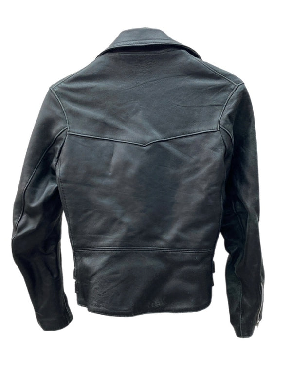 トリプルシックス 666 DOUBLE RIDERS JACKET ダブル ライダース ジャケット バイカー 革ジャン ロクロクロク ベルト 裏キルティング 黒 サイズ 30 ジャケット 無地 ブラック 104MT-1289