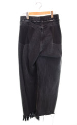 メゾン エウレカ MAISON EUREKA VINTAGE REWORK BIGGY PANTS ヴィンテージ リワーク バギー パンツ BLACK DENIM ブラックデニム 変形 デニム パンツ ラップ 17 デニム ブラック Sサイズ 103LB-3
