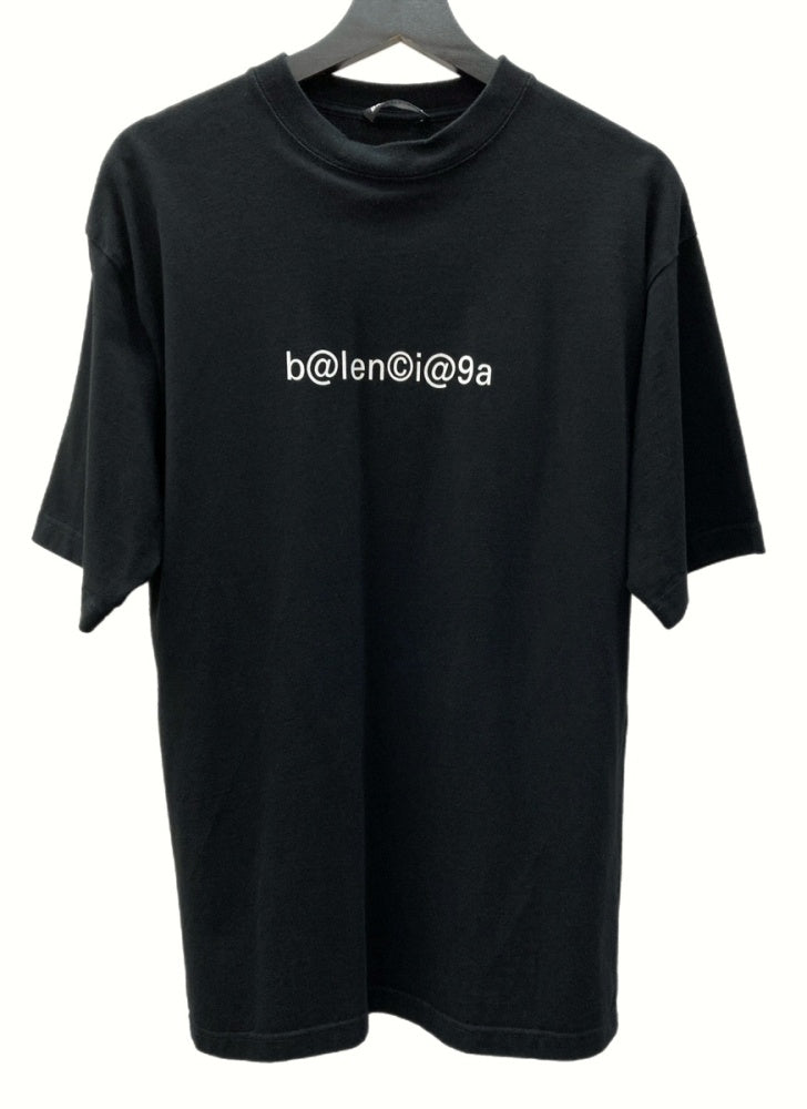 バレンシアガ BALENCIAGA 20SS SYMBOLIC LOGO TEE 半袖 カットソー クルーネック オーバーサイズ ロゴ BLACK 黒  JP57 2019 03150 XXS Tシャツ プリント ブラック 104MT-416 | 古着通販のドンドンサガール